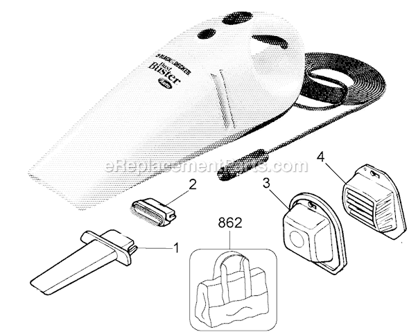 Page A Diagram and Parts List for AV1210 Type 1 Black and Decker Utility Vacuum